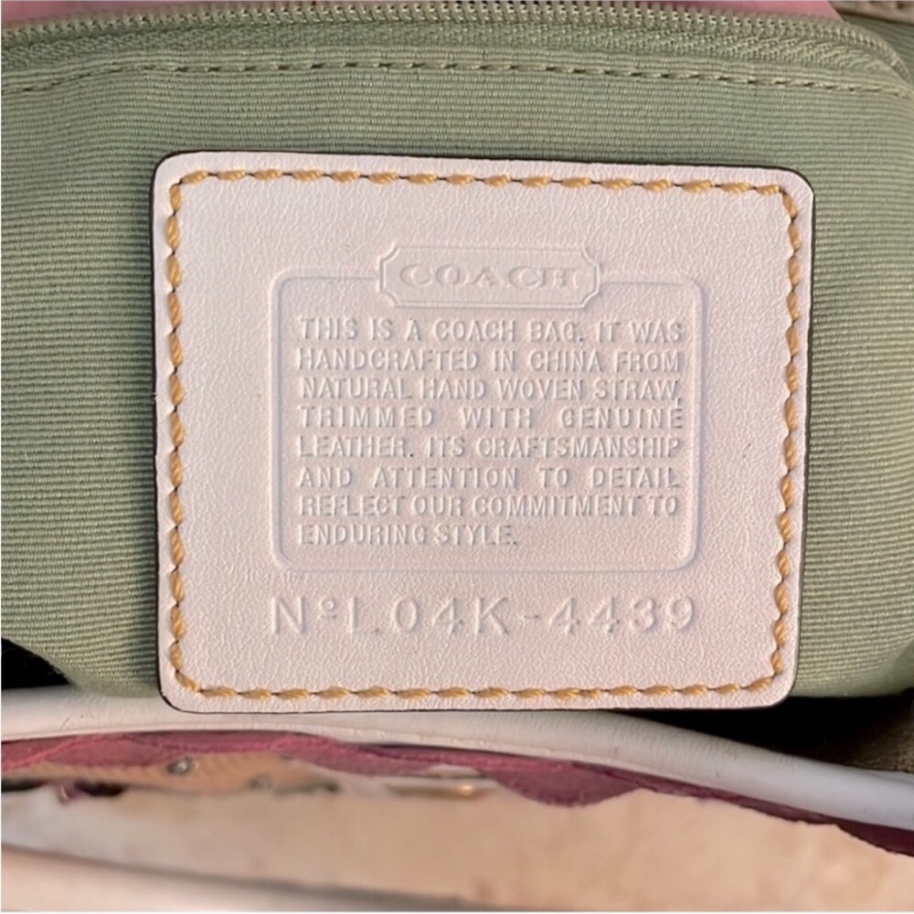 Coach Limited Edition Leafy Lady Bug Boxy Straw / Burlap & Leather Bag Host Pick - Picture 9 of 13